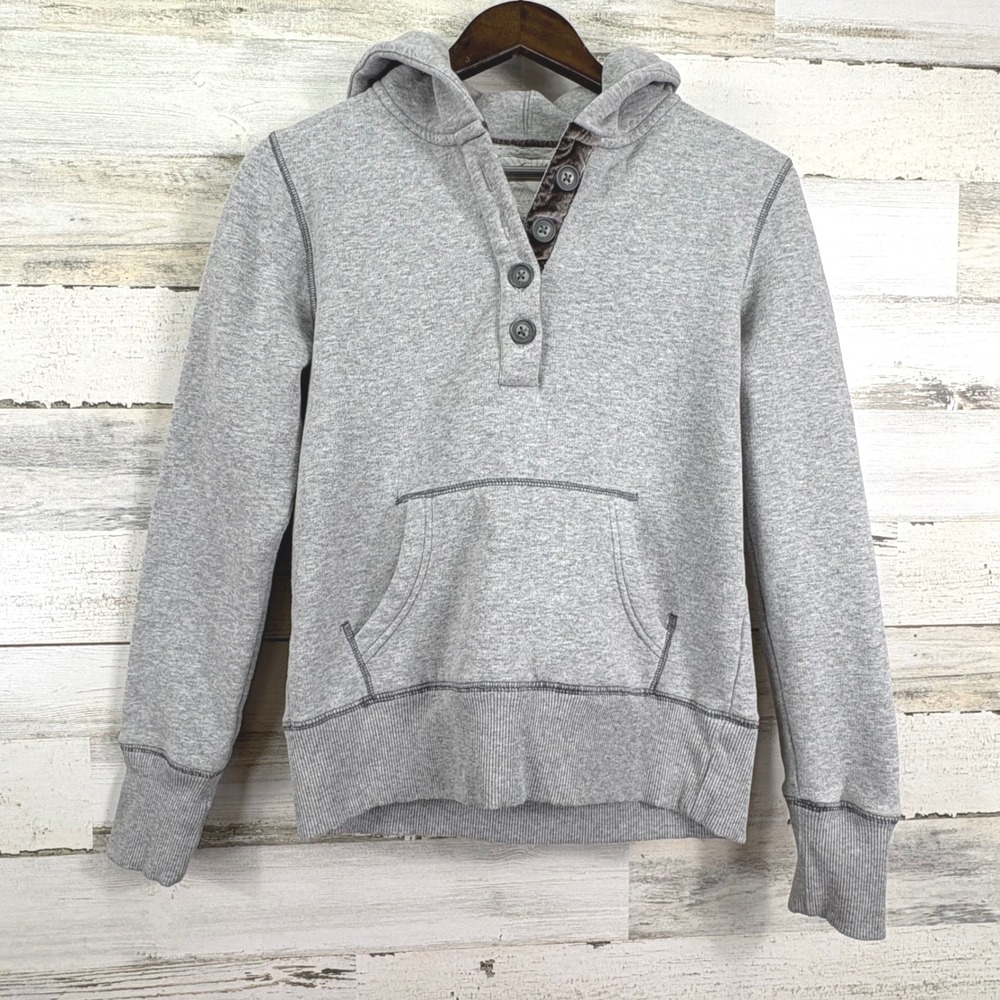 Aeropostale Gray Hoodie Sweatshirt Button Henley Pocket Womens Medium